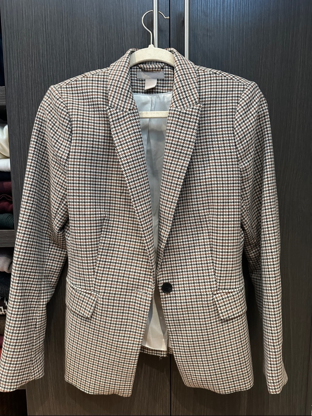 H&M Brown and Black Houndstooth Blazer